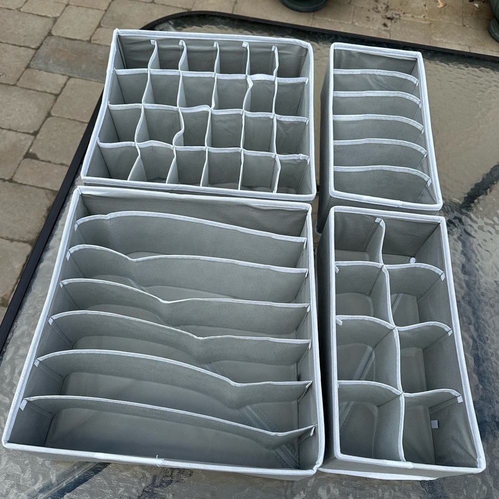 Gray Fabric Drawer Organizer Set